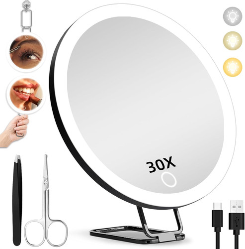 30x magnifying mirror - magnifying, with