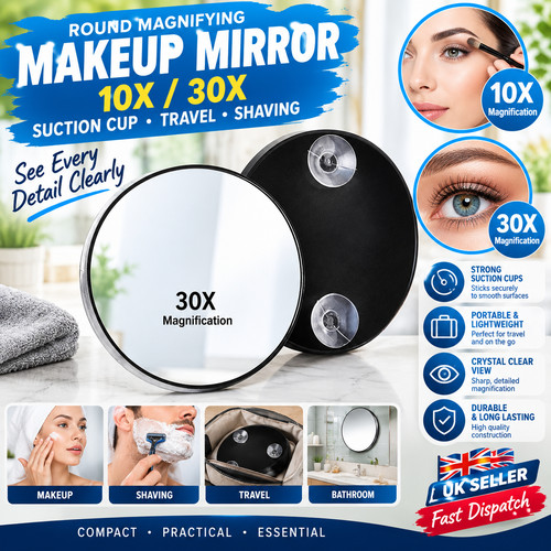 Round magnifying makeup mirror - round,