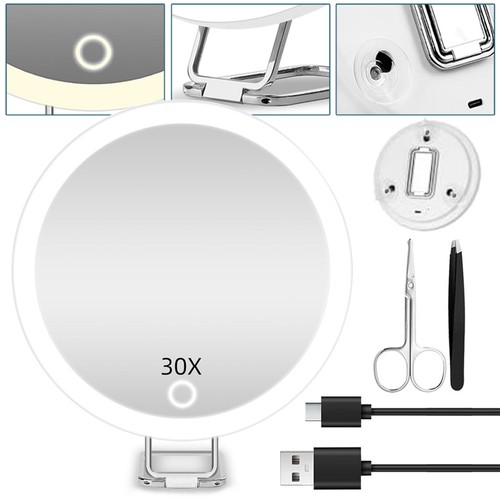 30x magnifying mirror with led - with,