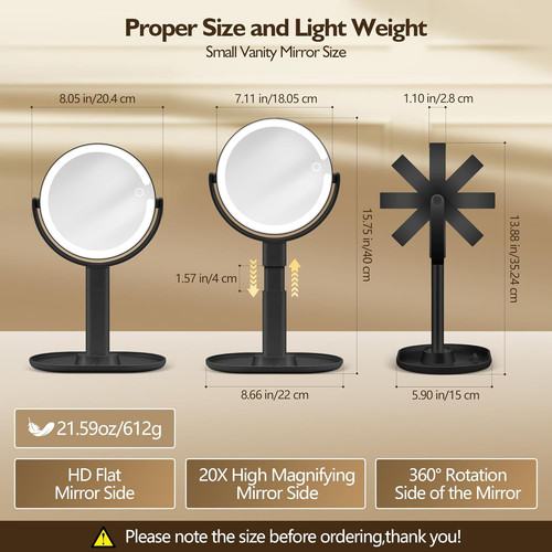 Makeup mirror with - with, light,