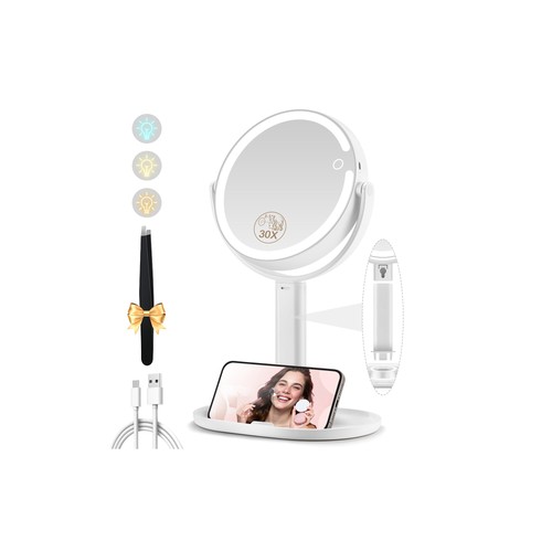 Magnifying mirror with light - with,