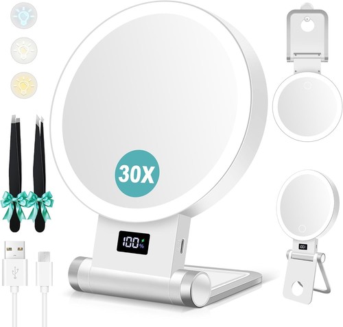 Magnifying mirror with - mirror, light
